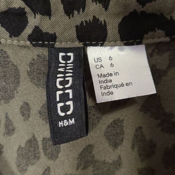Olive cheetah print button up shirt - Picture 2 of 4